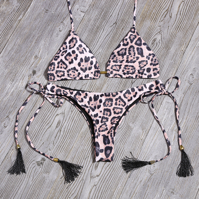 Ladies Swimsuit Colorblock Print Bikini Swimsuit